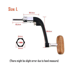 Planet Gates Full Metal Spinning Fishing Reel Handle with Wood Knob+Free Screw Sea River Rock Lure Fishing Replace Tackle Parts 500-7000
