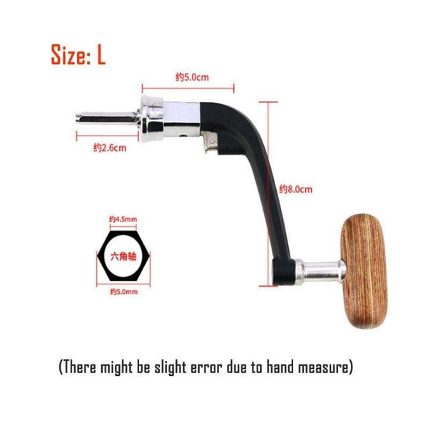 Planet Gates Full Metal Spinning Fishing Reel Handle with Wood Knob+Free Screw Sea River Rock Lure Fishing Replace Tackle Parts 500-7000