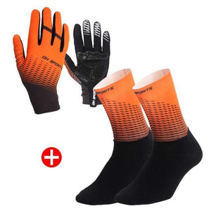 Planet Gates Full Orange / M 1Pair Half /Full Finger Cycling Gloves With 1Pair Cycling Socks Men Women Sports Bike Gloves Racing  Bicycle Set