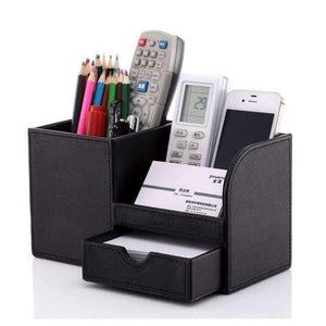 Planet Gates Full PU Black / China Box Full Half PU Leather Case Desk Stationery Organizer Storage Box Desk Accessories School & Office Supplies