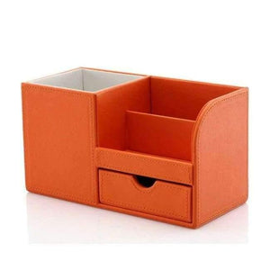 Planet Gates Full PU Orange / China Box Full Half PU Leather Case Desk Stationery Organizer Storage Box Desk Accessories School & Office Supplies
