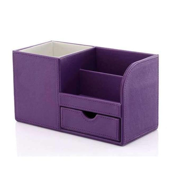 Planet Gates Full PU Purple / China Box Full Half PU Leather Case Desk Stationery Organizer Storage Box Desk Accessories School & Office Supplies