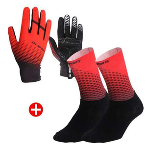 Planet Gates Full Red / XL 1Pair Half /Full Finger Cycling Gloves With 1Pair Cycling Socks Men Women Sports Bike Gloves Racing  Bicycle Set