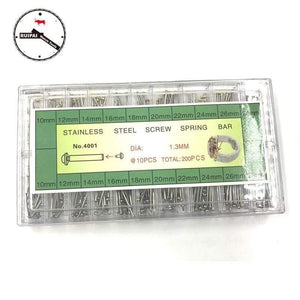 Planet Gates Full Stainless Steel Watch strap pin set,10mm~28mm 1.3mm diameter screw type Watchband connect pins set box