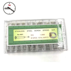 Planet Gates Full Stainless Steel Watch strap pin set,10mm~28mm 1.3mm diameter screw type Watchband connect pins set box