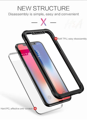 Planet Gates Full White / For iphone 6 6s H&A Luxury 360 Full Coverage Phone Case For iPhone 7 8 Plus 6 6s Plus X 10 Tempered glass Silicone Cover For iPhone X PC Cases