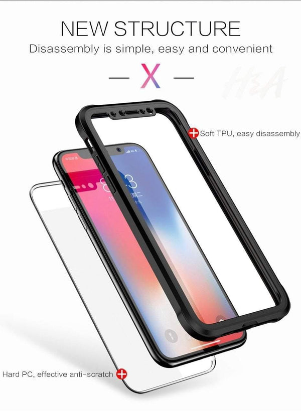 Planet Gates Full White / For iphone 6 6s H&A Luxury 360 Full Coverage Phone Case For iPhone 7 8 Plus 6 6s Plus X 10 Tempered glass Silicone Cover For iPhone X PC Cases