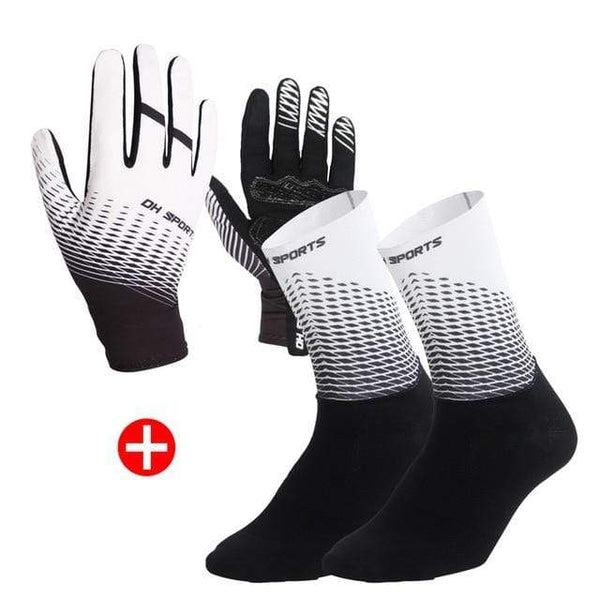 Planet Gates Full White / XL 1Pair Half /Full Finger Cycling Gloves With 1Pair Cycling Socks Men Women Sports Bike Gloves Racing  Bicycle Set