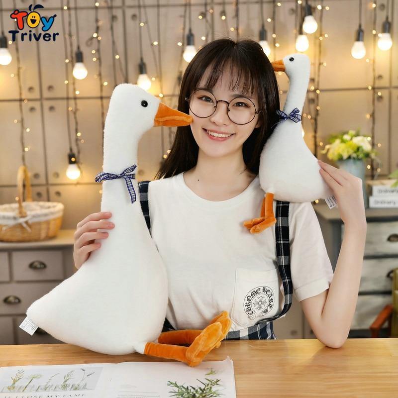Funny White Goose Plush Toy Triver Stuffed Doll Sleeping Pillow Cushion Baby Kids Children Boys Girls Toys Gift Room Sofa Decor