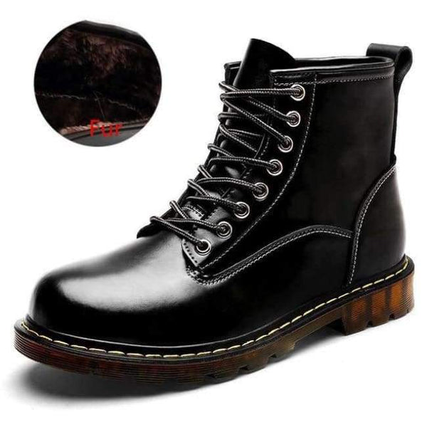 Planet Gates Fur black / 6.5 Vancat High Quality Genuine leather Autumn Men Boots Winter Waterproof Ankle Boots  Martin Boots Outdoor Working Boots Men Shoes