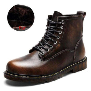 Planet Gates Fur brown / 6.5 Vancat High Quality Genuine leather Autumn Men Boots Winter Waterproof Ankle Boots  Martin Boots Outdoor Working Boots Men Shoes