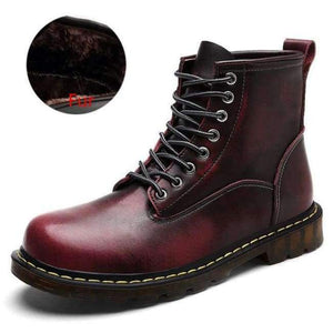 Planet Gates Fur Dark red / 6.5 Vancat High Quality Genuine leather Autumn Men Boots Winter Waterproof Ankle Boots  Martin Boots Outdoor Working Boots Men Shoes