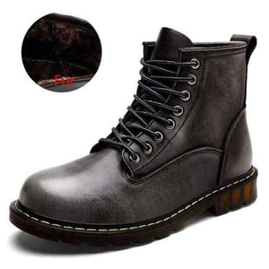 Planet Gates Fur gray / 6.5 Vancat High Quality Genuine leather Autumn Men Boots Winter Waterproof Ankle Boots  Martin Boots Outdoor Working Boots Men Shoes