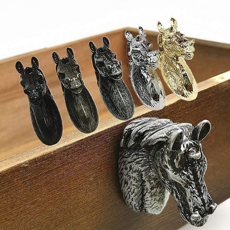 Furniture Cabinet Knobs and Handles Horse Head  Pull for Kitchen Handles Cupboard Wardrobe Dresses Drawer Creative Door Knob