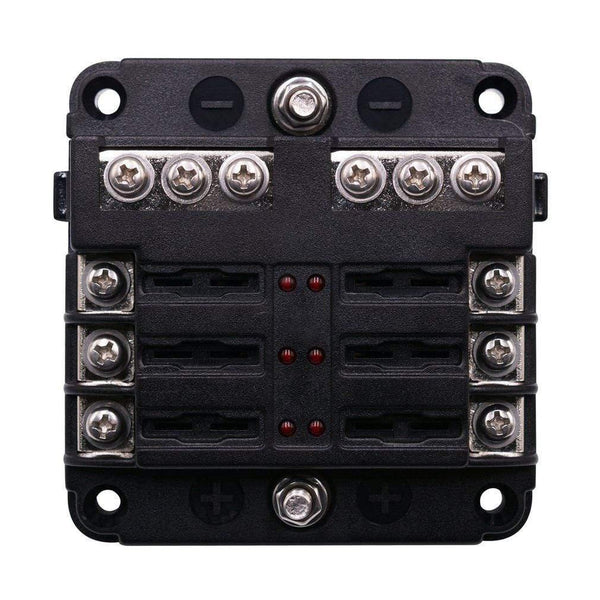 Fuse Box with Negative Bus Blade Fuses Holder Block 6/12 Way with LED Indicator for Boat Van Car Truck Marine