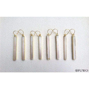 Planet Gates FUWO Natural Selenite Earrings 24K Gold Electroplate Raw Selenite Stone Crystal Blade Dangle Earrings Elegant Jewelry ER004