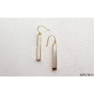 Planet Gates FUWO Natural Selenite Earrings 24K Gold Electroplate Raw Selenite Stone Crystal Blade Dangle Earrings Elegant Jewelry ER004