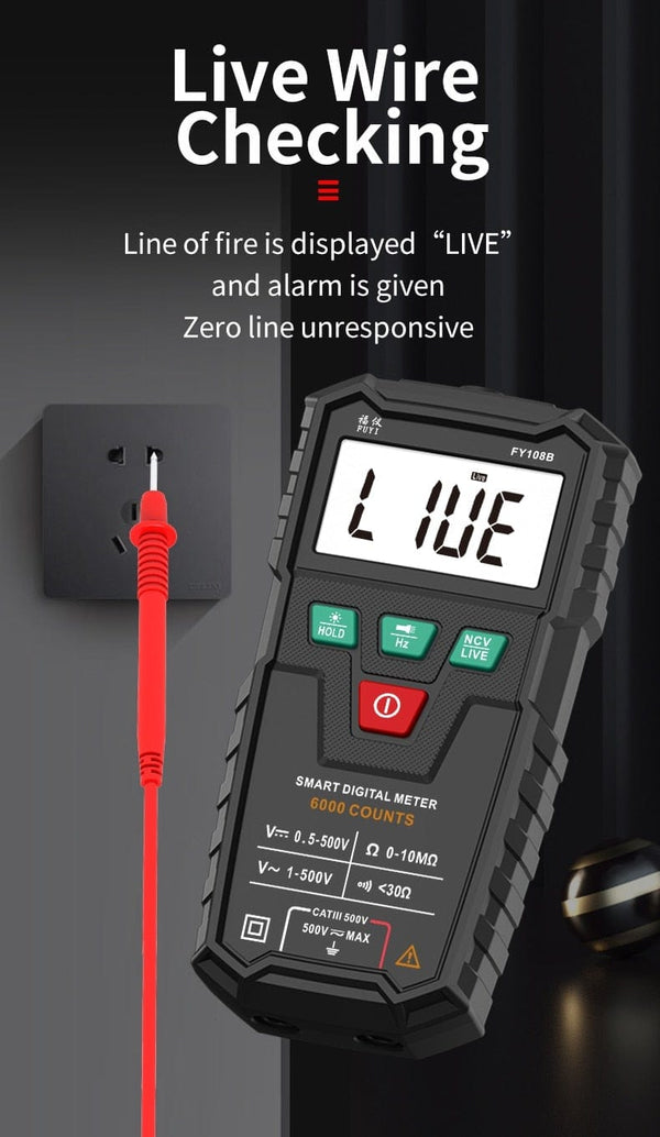 Planet Gates FUYI FY108B Mini Intelligent Automatic Multimeter Digital Multimeter 6000Analog Tester True RMS High Precision NCV Tester