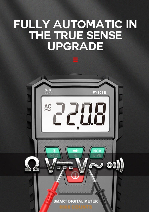 Planet Gates FUYI FY108B Mini Intelligent Automatic Multimeter Digital Multimeter 6000Analog Tester True RMS High Precision NCV Tester