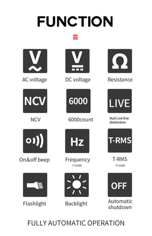 Planet Gates FUYI FY108B Mini Intelligent Automatic Multimeter Digital Multimeter 6000Analog Tester True RMS High Precision NCV Tester