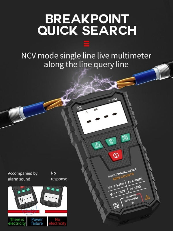 Planet Gates FUYI FY108B Mini Intelligent Automatic Multimeter Digital Multimeter 6000Analog Tester True RMS High Precision NCV Tester