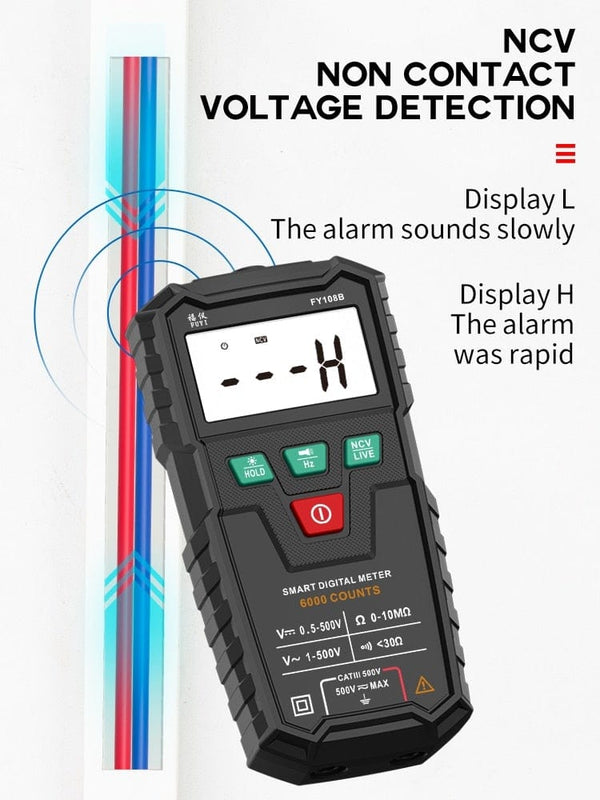 Planet Gates FUYI FY108B Mini Intelligent Automatic Multimeter Digital Multimeter 6000Analog Tester True RMS High Precision NCV Tester