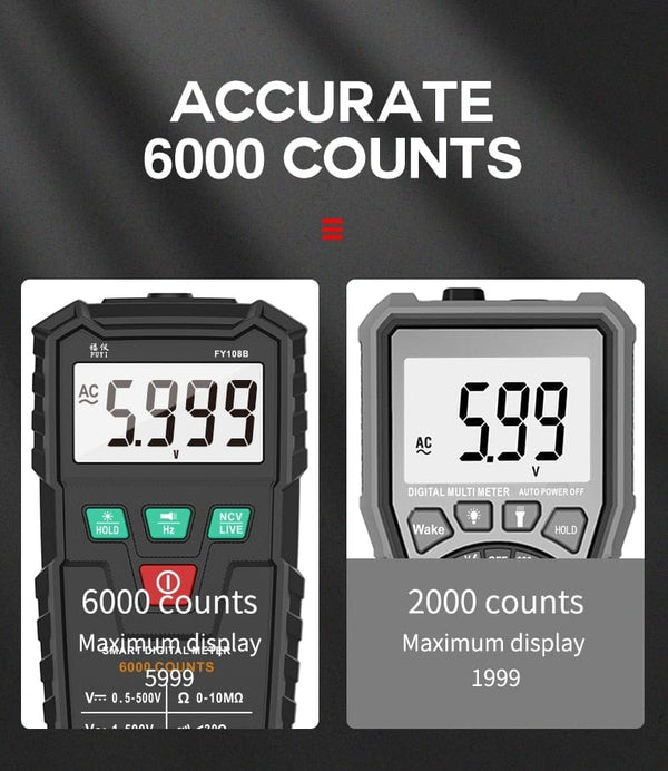 Planet Gates FUYI FY108B Mini Intelligent Automatic Multimeter Digital Multimeter 6000Analog Tester True RMS High Precision NCV Tester