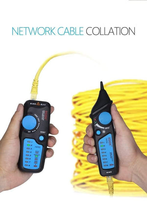 Planet Gates FWT81 Cable Tracker RJ45 RJ11 Telephone Wire Network LAN TV Electric Line Finder Tester With AVD06 Dual Mode Non-contact Voltage Detector AC 12-1000V Auto/Manual NCV Tester Live Wire Check Sensitivity Adjustable