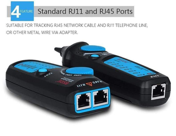 Planet Gates FWT81 Cable Tracker RJ45 RJ11 Telephone Wire Network LAN TV Electric Line Finder Tester With AVD06 Dual Mode Non-contact Voltage Detector AC 12-1000V Auto/Manual NCV Tester Live Wire Check Sensitivity Adjustable