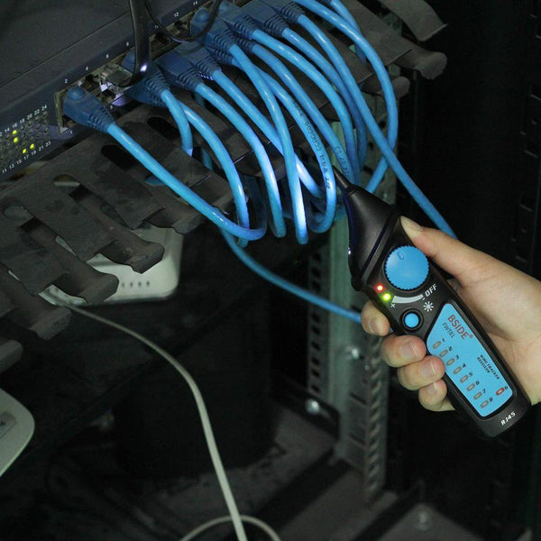Planet Gates FWT81 Cable Tracker RJ45 RJ11 Telephone Wire Network LAN TV Electric Line Finder Tester With AVD06 Dual Mode Non-contact Voltage Detector AC 12-1000V Auto/Manual NCV Tester Live Wire Check Sensitivity Adjustable