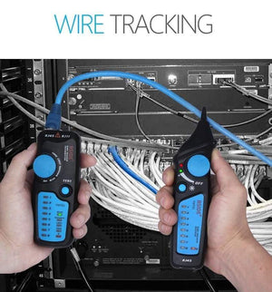 Planet Gates FWT81 Cable Tracker RJ45 RJ11 Telephone Wire Network LAN TV Electric Line Finder Tester With AVD06 Dual Mode Non-contact Voltage Detector AC 12-1000V Auto/Manual NCV Tester Live Wire Check Sensitivity Adjustable