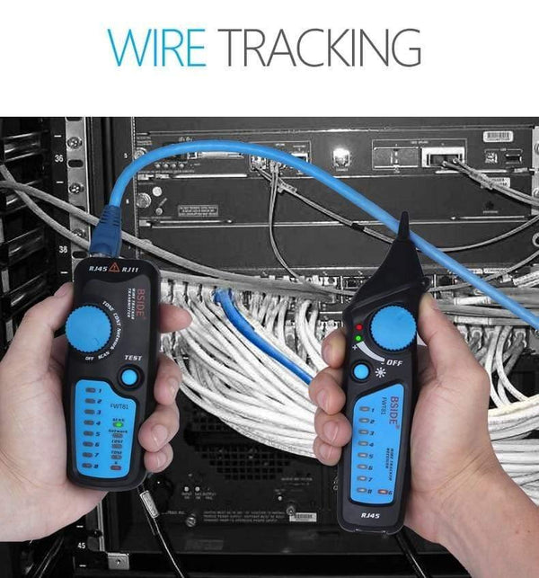 Planet Gates FWT81 Cable Tracker RJ45 RJ11 Telephone Wire Network LAN TV Electric Line Finder Tester With AVD06 Dual Mode Non-contact Voltage Detector AC 12-1000V Auto/Manual NCV Tester Live Wire Check Sensitivity Adjustable