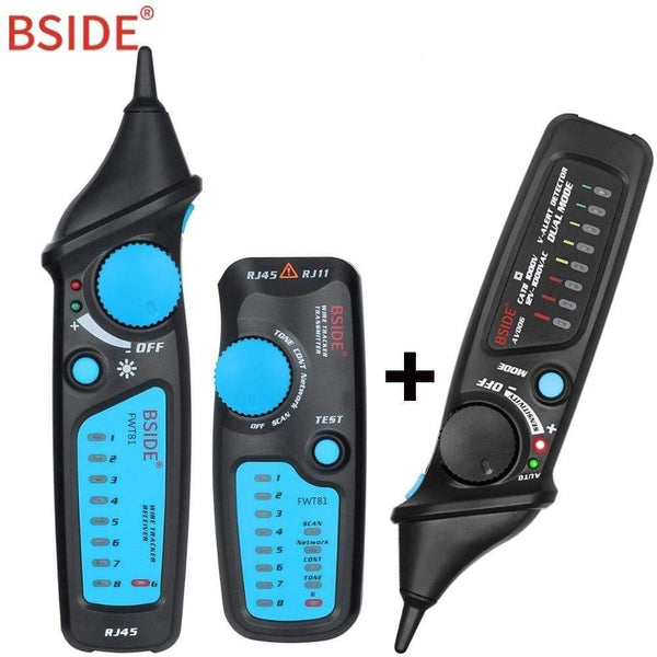 Planet Gates FWT81 Cable Tracker RJ45 RJ11 Telephone Wire Network LAN TV Electric Line Finder Tester With AVD06 Dual Mode Non-contact Voltage Detector AC 12-1000V Auto/Manual NCV Tester Live Wire Check Sensitivity Adjustable
