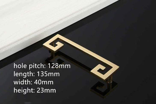 Solid Zinc Alloy Chinese Style Brushed Gold Handle Cabinet Drawer Knob Door Pull Chinese Style Half Moon