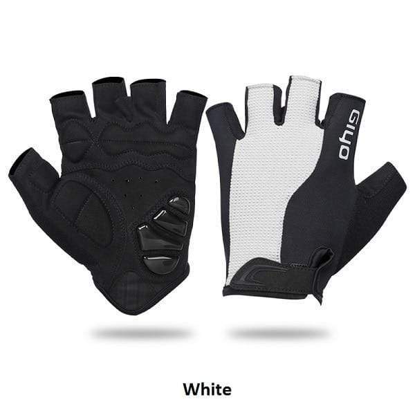 Planet Gates G-20C White / M Bicycle Half Finger Gloves Breathable Lycra Fabric Men Women Cycling Gloves Road Bike Riding MTB DH Racing Outdoor Mittens