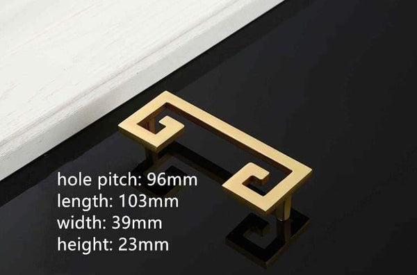 Solid Zinc Alloy Chinese Style Brushed Gold Handle Cabinet Drawer Knob Door Pull Chinese Style Half Moon