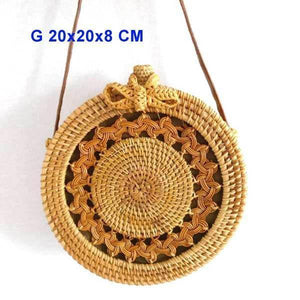 Planet Gates G lou kong hua bian Round Straw Bags Women Summer Rattan Bag Handmade Woven Beach Cross Body Bag Circle Bohemia Handbag Bali Lowest price L31