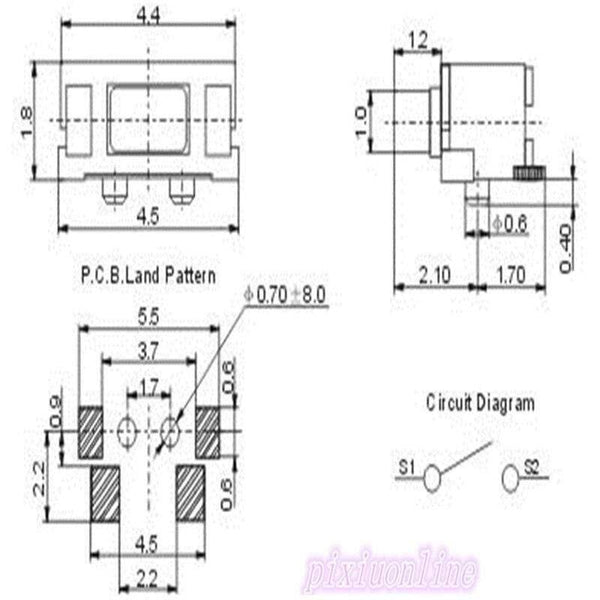 Planet Gates G72Y High Quality 50pcs SMT 2x4MM 2 PIN Tactile Tact Push Button Micro Switch G72 Self-reset Momentary