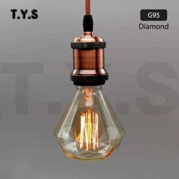 Planet Gates G95 Diamond / 220V Ampule Vintage Edison žárovka E27 40W 220V ST64 G95 Retro skleněná žárovka s vláknem pro domácí dekoraci