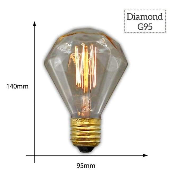 Planet Gates G95 Dismond / E27 MACLOU Vintage Edison Bulb E27 220V Retro Lamp 40WAmpoule Vintage Light Bulb Edison Lamp Incandescent Light Filament Edison Bulb