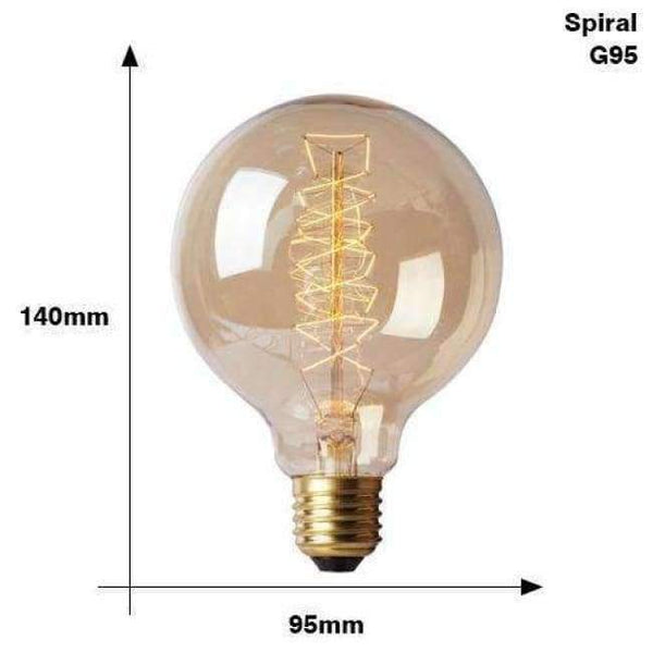 Planet Gates G95 spirai 220V / E27 2017 Edison Bulb E27 220V 40W ST64 A19 T45 G80 G95 G125 Incandescent filament bulb lighting Retro Edison Light Bulb