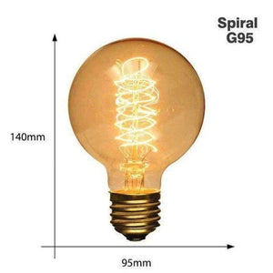 Planet Gates G95 spiral / 220V E27 Edison Bulb E27 220V 40W ST64 A19 T45 G80 G95 G12 Retro Lamp Incandescent filament bulb lighting Vintage Light Bulb Edison Lamp