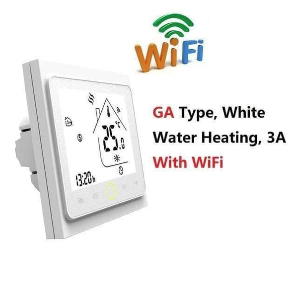 Planet Gates GA White (WiFi) AC95~240V WiFi Temperature Controller Electric Floor Heating Water/Gas Boiler Thermostat Works with Google Home Alexa