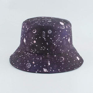 Planet Gates galaxy Galaxy Stars Print Panama Hat Cap Reversible Bucket Hat Summer Sun Hats For Women Men Gorro