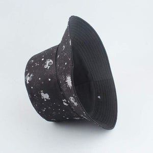 Planet Gates Galaxy Stars Print Panama Hat Cap Reversible Bucket Hat Summer Sun Hats For Women Men Gorro