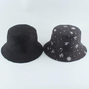 Planet Gates Galaxy Stars Print Panama Hat Cap Reversible Bucket Hat Summer Sun Hats For Women Men Gorro