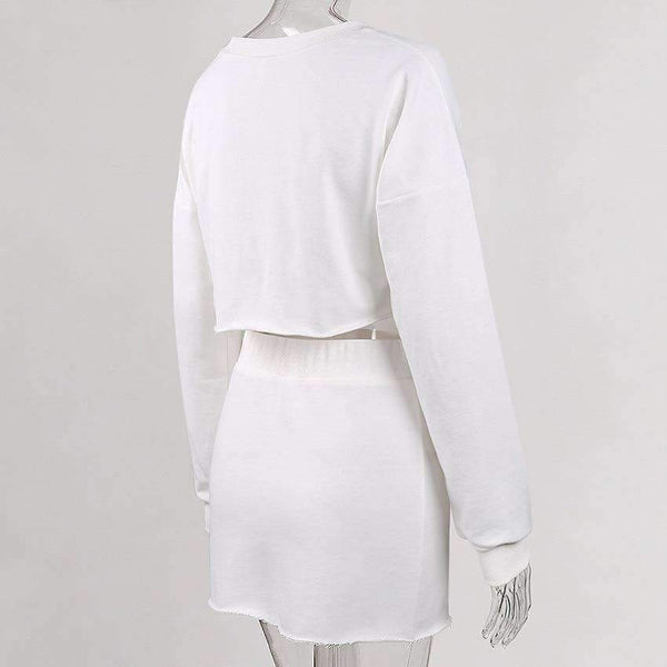 Planet Gates Garden 2 Piece Set Women Tracksuit Mini Skirt Sweatshirt Set Crop Top Two Piece Set Autumn Winter 2018 2 Piece Outfits