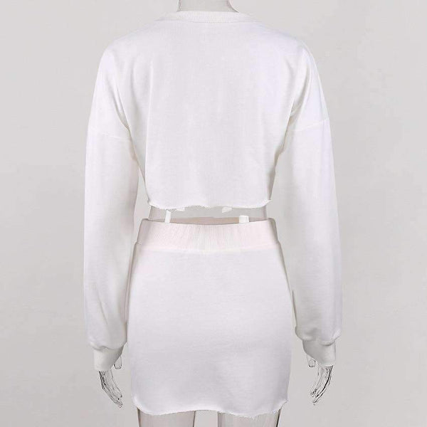 Planet Gates Garden 2 Piece Set Women Tracksuit Mini Skirt Sweatshirt Set Crop Top Two Piece Set Autumn Winter 2018 2 Piece Outfits