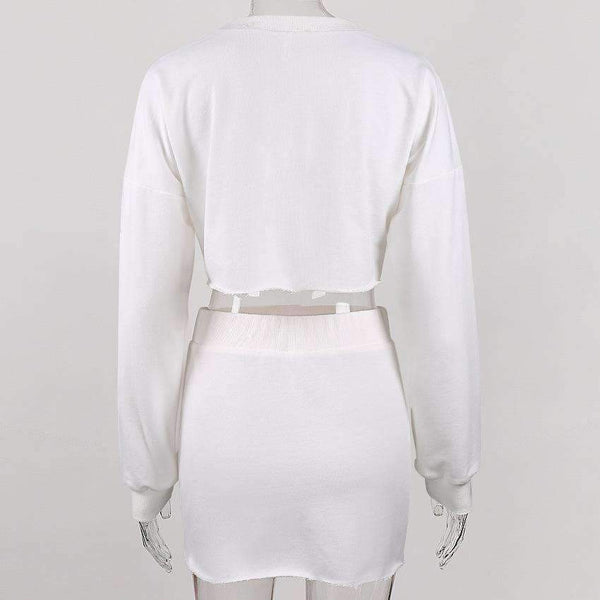 Planet Gates Garden 2 Piece Set Women Tracksuit Mini Skirt Sweatshirt Set Crop Top Two Piece Set Autumn Winter 2018 2 Piece Outfits