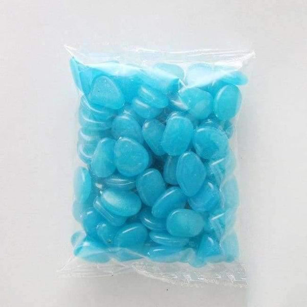 Planet Gates Garden Supplies Blue 100pcs/pack Garden Ornaments Stone Glow In The Dark Luminous Pebbles Stones For Walkway Wedding Decoration Party Event Supplies
